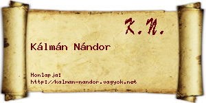 Kálmán Nándor névjegykártya